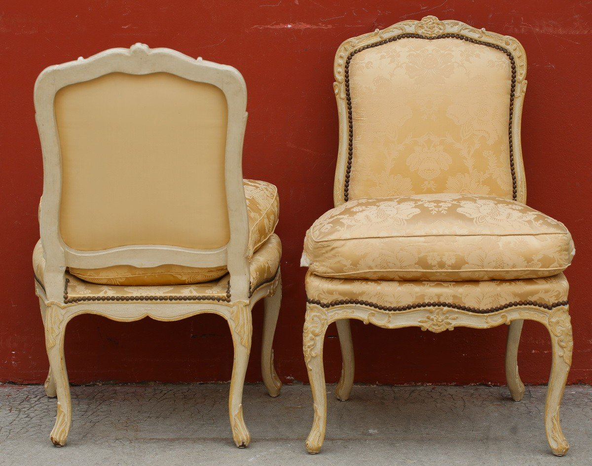 Paire De Chaises à La Reine d'époque Louis XV -photo-4