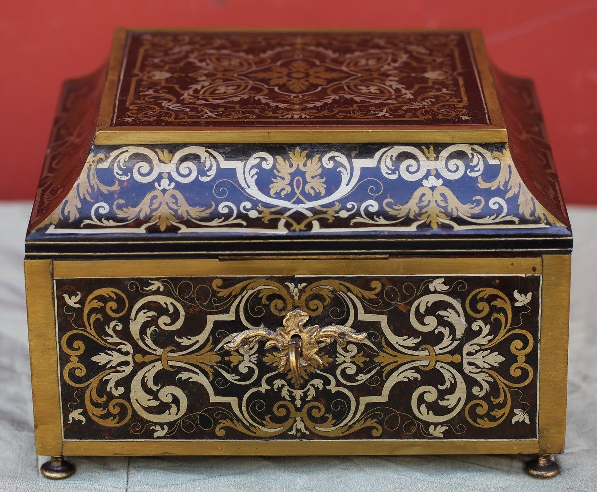 Boite Coffret d'époque Louis XIV En Marquèterie Boulle-photo-2