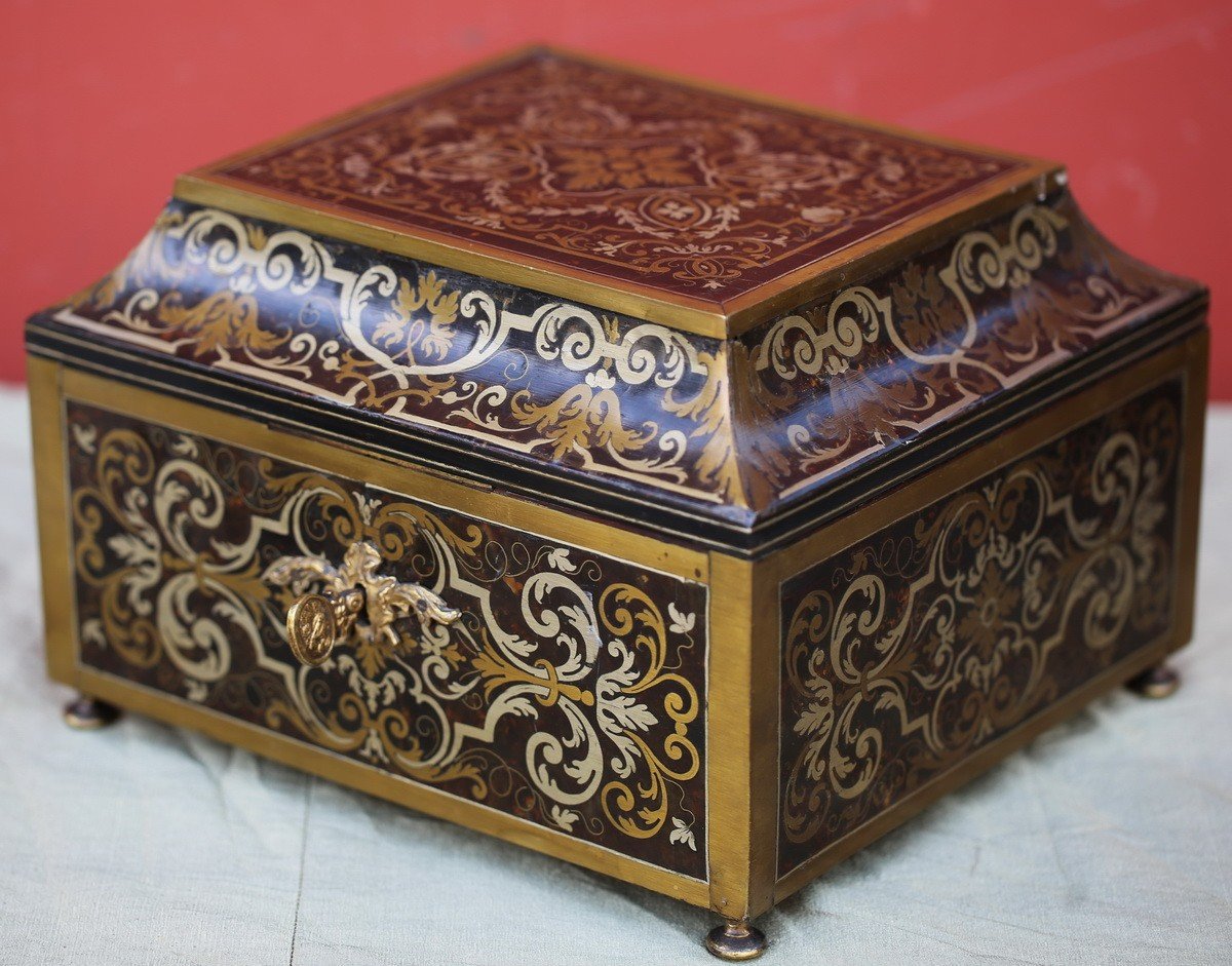 Boite Coffret d'époque Louis XIV En Marquèterie Boulle