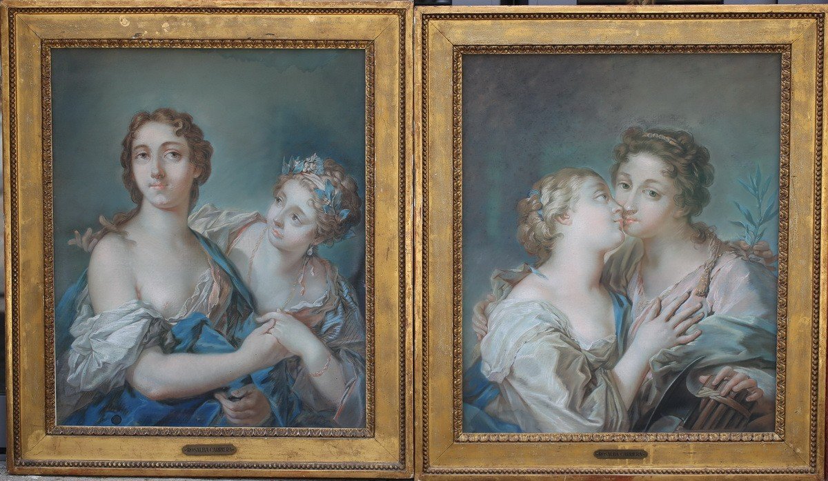 Studio Of Rosalba Carriera, Poetry And Philosophie And Peace And Justice, Pair Of Pastels