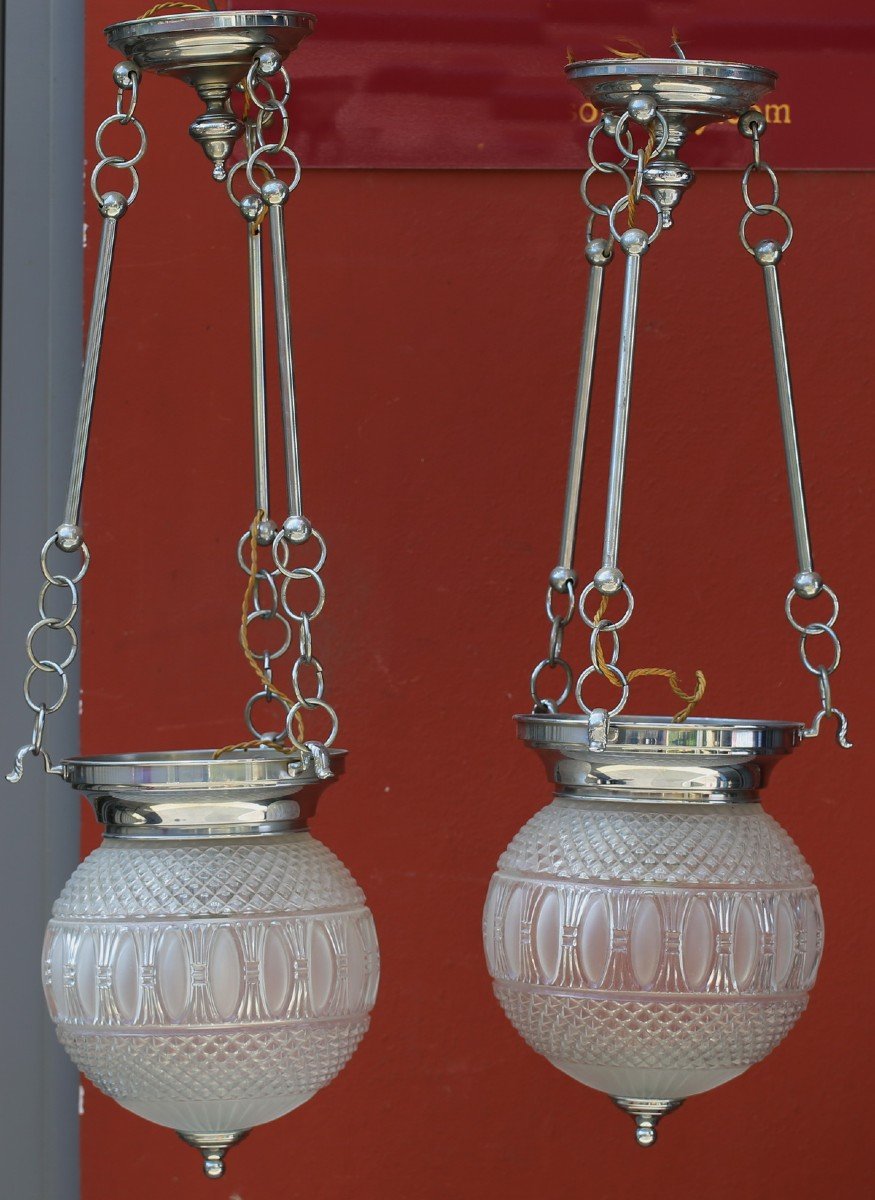 Half  20th Century, Pair Of  Suspensions In Neoclassical Style