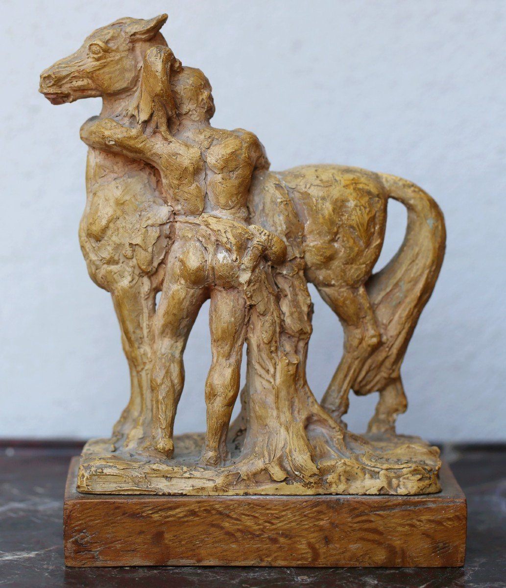 Félix Guis 1887-1972, Warrior And His Horse, Terracotta Proof-photo-2