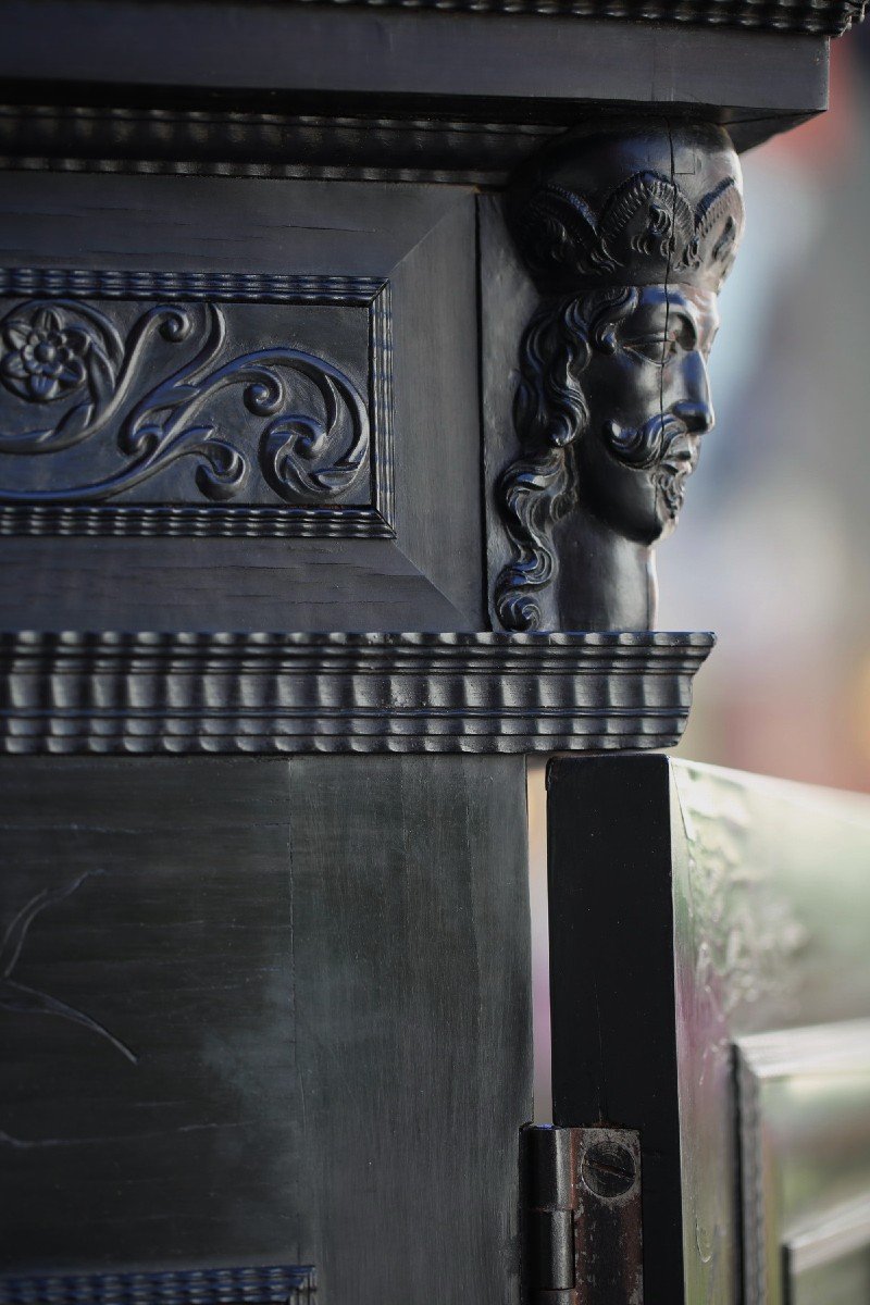 Cabinet In Carved Ebony And Blackened Wood, France Circa 1640-1650-photo-6
