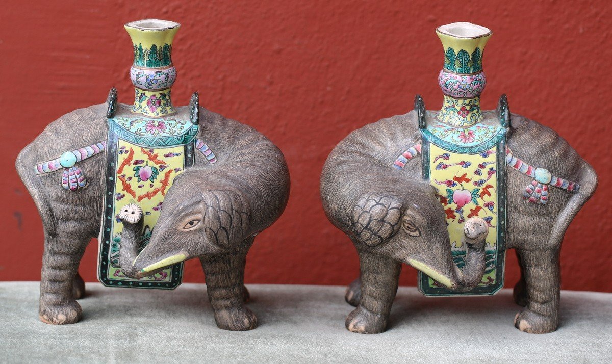 Chine Début XXème Siècle, Paire d'éléphants-photo-4