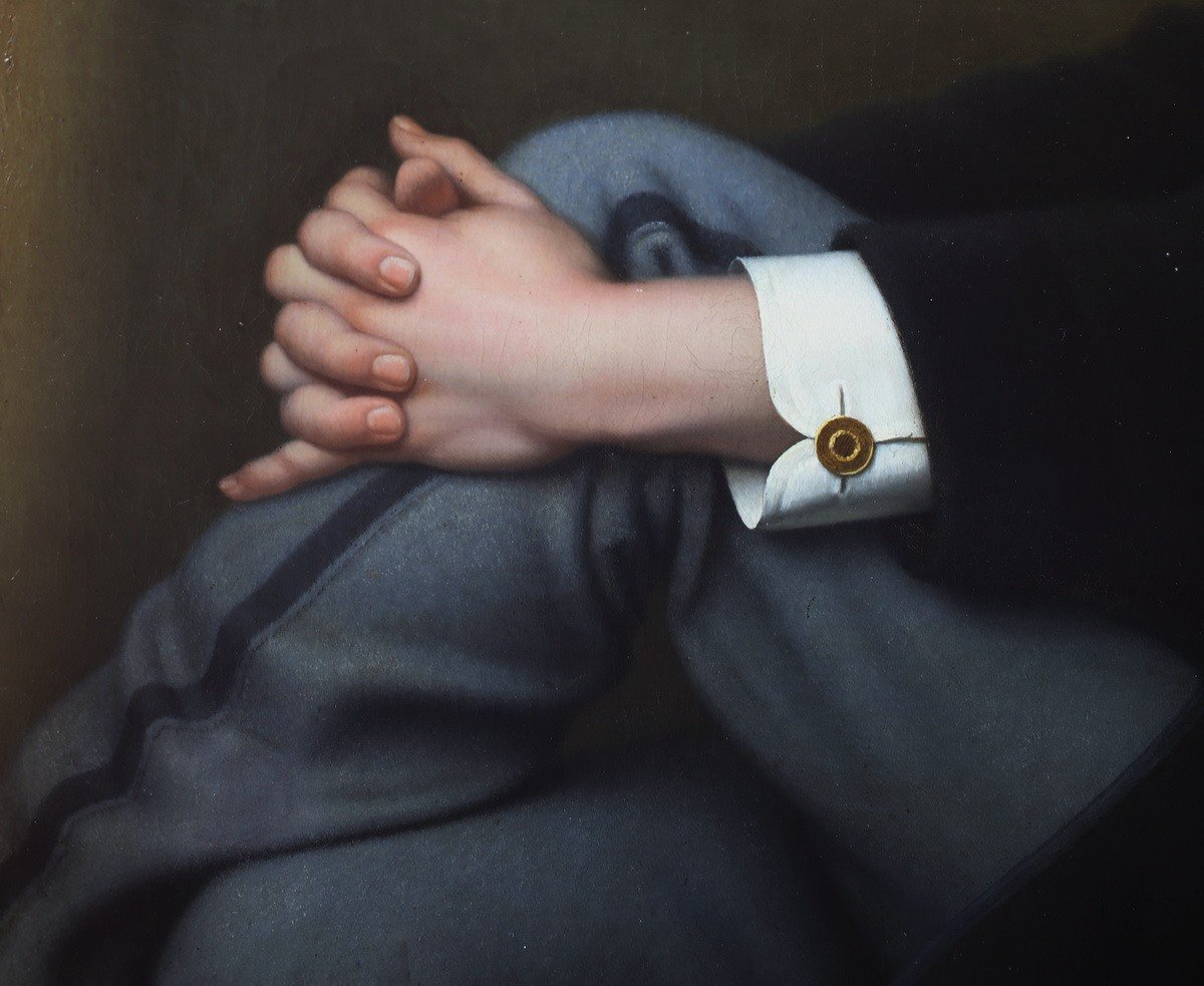 Irénée Richard 1821-1906, Portrait Of Young Man Seated-photo-3