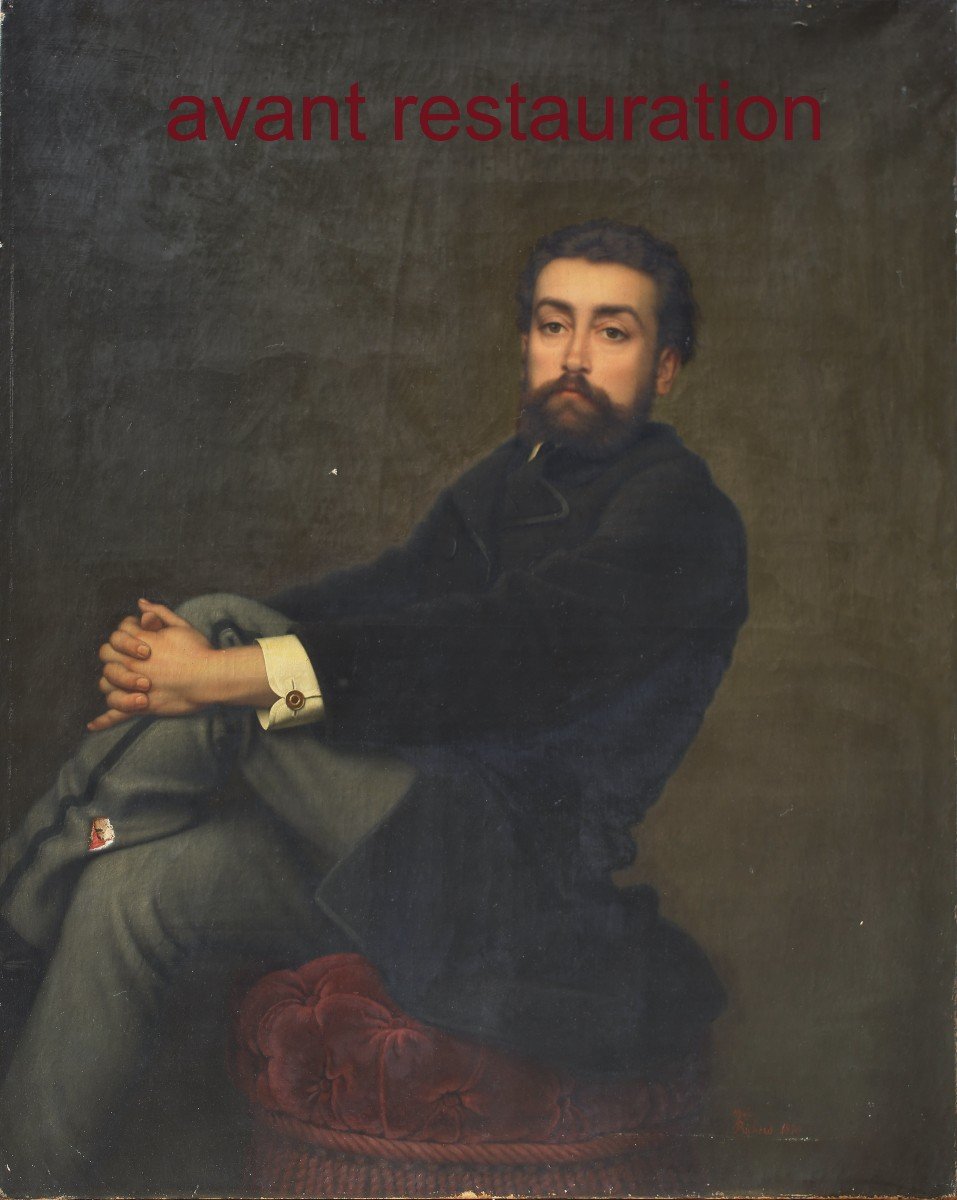 Irénée Richard 1821-1906, Portrait Of Young Man Seated-photo-3