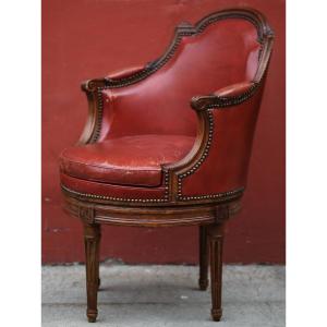 Louis XVI Period Office Armchair, Rotating Belt, Stamped Paul François Jean