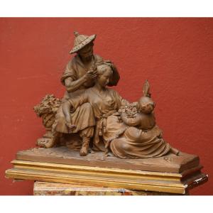 The Chinese Garden, Terracotta, In The Manner Of Joseph Leriche