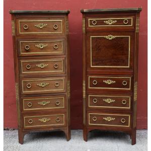 Chiffonier And Secretary Late Louis XVI Period.