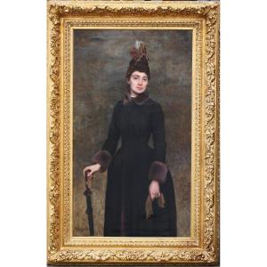 Octave Gallian (1855-1905) Portrait De Comtesse, En 1885.