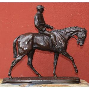 Pierre Jules Mène 1810-1879 Le Jockey , épreuve En Bronze, Ferdinand Barbedienne Fondeur