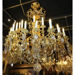 Rocaille Style Gilt Bronze Chandelier With 36 Lights N.iii Period