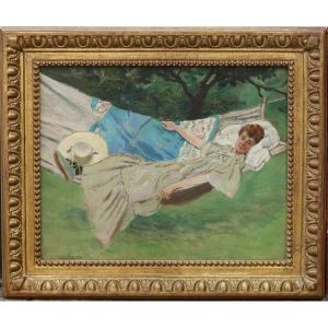 Carlo Brancaccio 1861-1920 Young Woman In A Hammock 1912