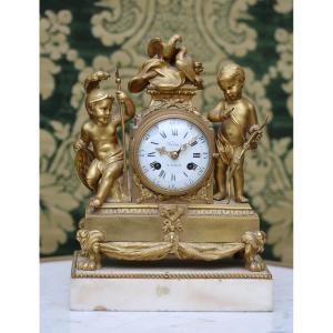 Small 18th Century Gilt Bronze Clock, Dial Signed Nicolas Alexandre Folin