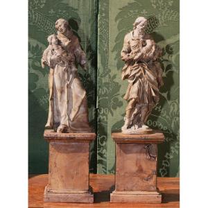 Artus QUELLIN le jeune 1625-1700 autour de, Saint Joseph et Saint Antoine en pierre.