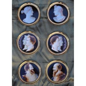 Louis Bertin Parant 1768-1851 Attributed To, Series Of 6 Miniatures On Porcelain.