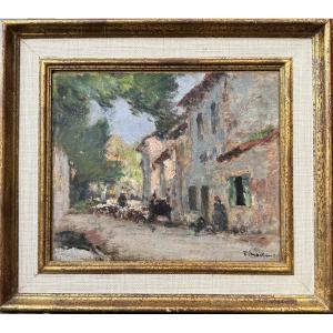 Fernand Maillaud 1862-1948, Return Of The Herd, Oil On Cardboard.