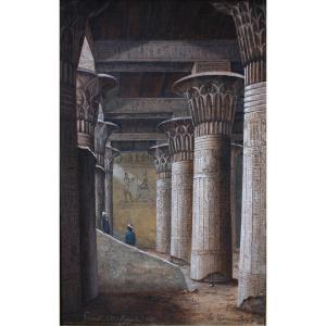 Ernest VERMEULEN 1838-1906, temple d'Esneh haute égypte 1881.