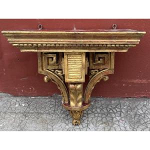 Louis XVI Style Carved Giltwood Wall Console With Greek-style Decoration
