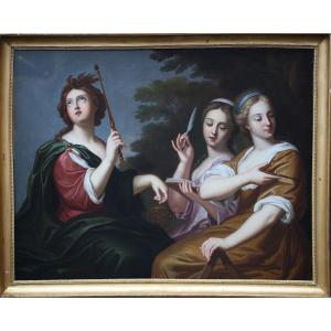 Pierre Mignard suiveur de,  Allégorie des arts libéraux Astronomie Géométrie Musique, épo XVIII