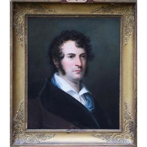 Ecole Française vers 1830 portrait de gentilhomme, huile sur sa toile .