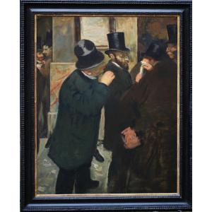 Edgar Degas d'après,  A la bourse, Huile sur toile  vers 1952