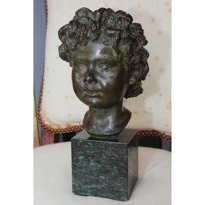 Giuseppe Maretto 1908-1984, Bust Of A Little Girl, 1942, Lost-wax Bronze Print.