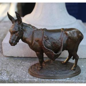 Auguste Nicolas Cain (1821-1894) "Ane d Afrique", bronze d'édition ancienne.
