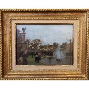 Pierre Louis Léger Vauthier 1845-1916, View Of Paris In A Lively Park.