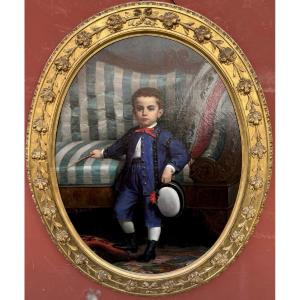 Paolo Mei 1831-1899, Little Boy In Blue Suit In 1869