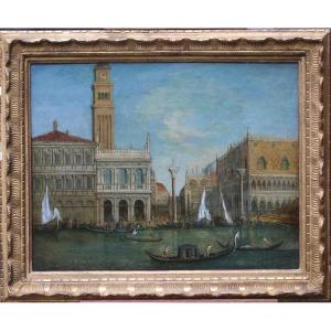 Ecole vénitienne du XIXe, suiveur de Michele Marieschi, Vue de la Piazzetta à Venise