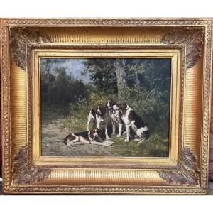 Charles Olivier De PENNE 1831-1897, chien de chasse en relais.