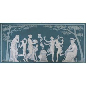 Large German Porcelain Plate, Ges.gesch, Wedgwood-style, Neoclassical Design, Period N.iii