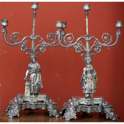 Pair Of Turkish Decor Candelabra Circa 1850.