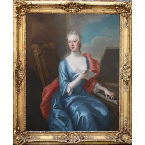 Godfrey Kneller (1646-1723) attribué à, Ecole anglaise, Jeune Femme Au Clavecin