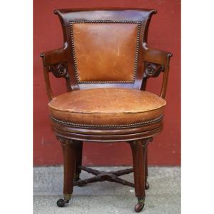 Office Armchair In Mahogany, 19th Century