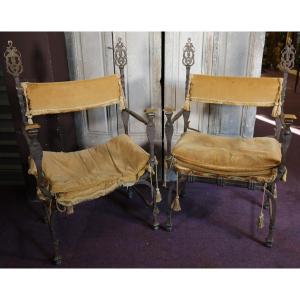 Pair Of Louis XIII Style Armchairs Late Nineteenth Time