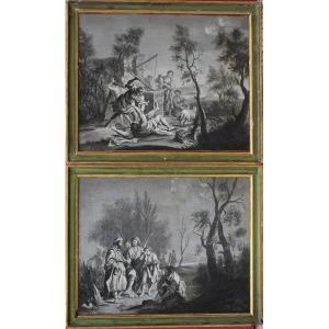 Giuseppe Antonio Pianca 1703-1760 Attribué à, Paire De Toiles, Grisailles