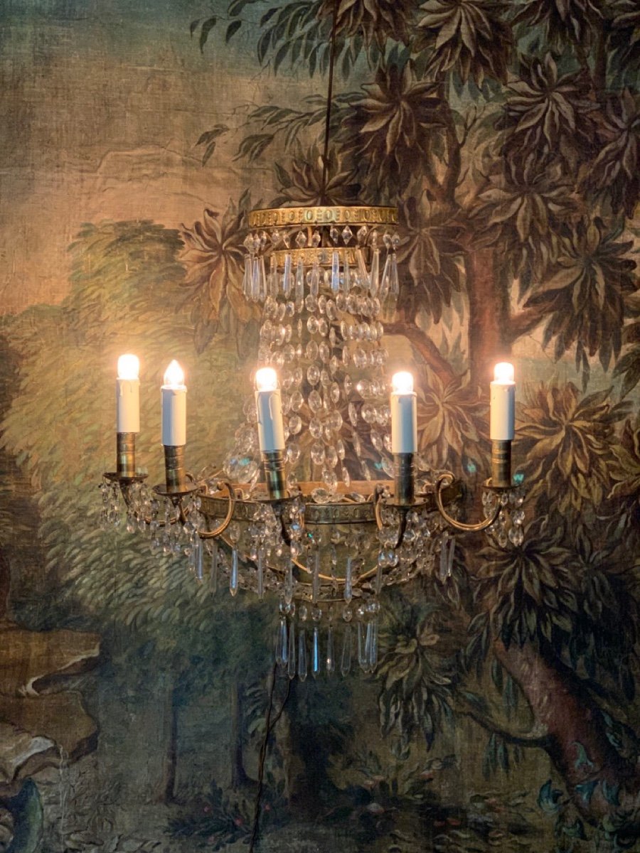 Paire de grandes appliques demi-corbeilles, XIX siècle, Italie -photo-2