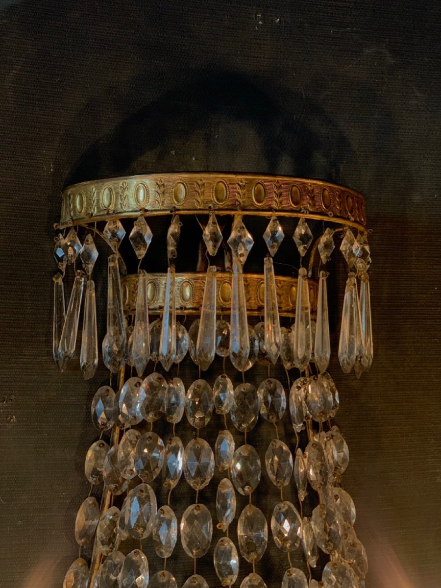 Paire de grandes appliques demi-corbeilles, XIX siècle, Italie -photo-1