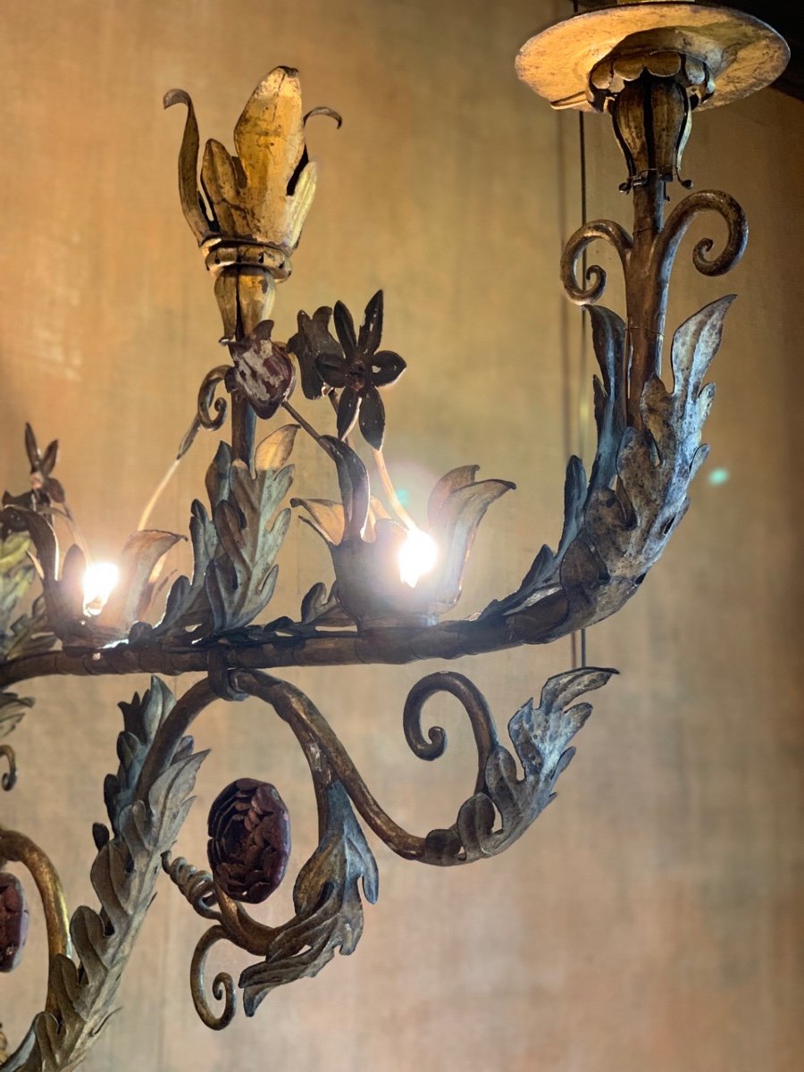 Baroque Sconces In Golden Wrought Iron 18th  Century-photo-6
