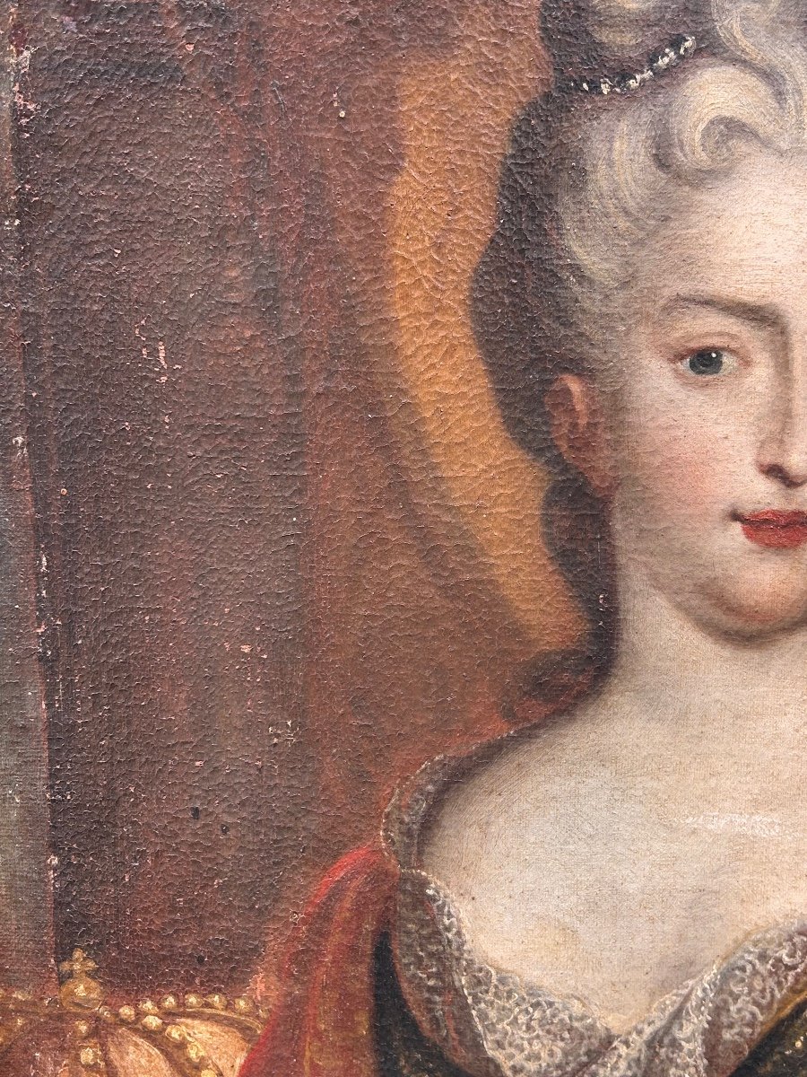 Huile sur toile "Portrait de Marie-Amélie de Saxe", XVIII siècle-photo-1