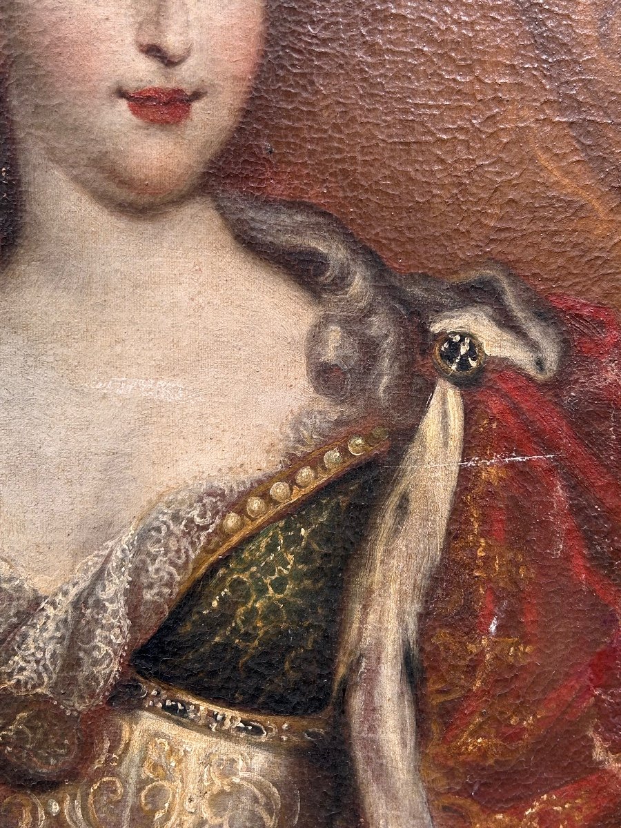Oil On Canvas "portrait Of Marie-amélie Of Saxony", 18th Century-photo-2