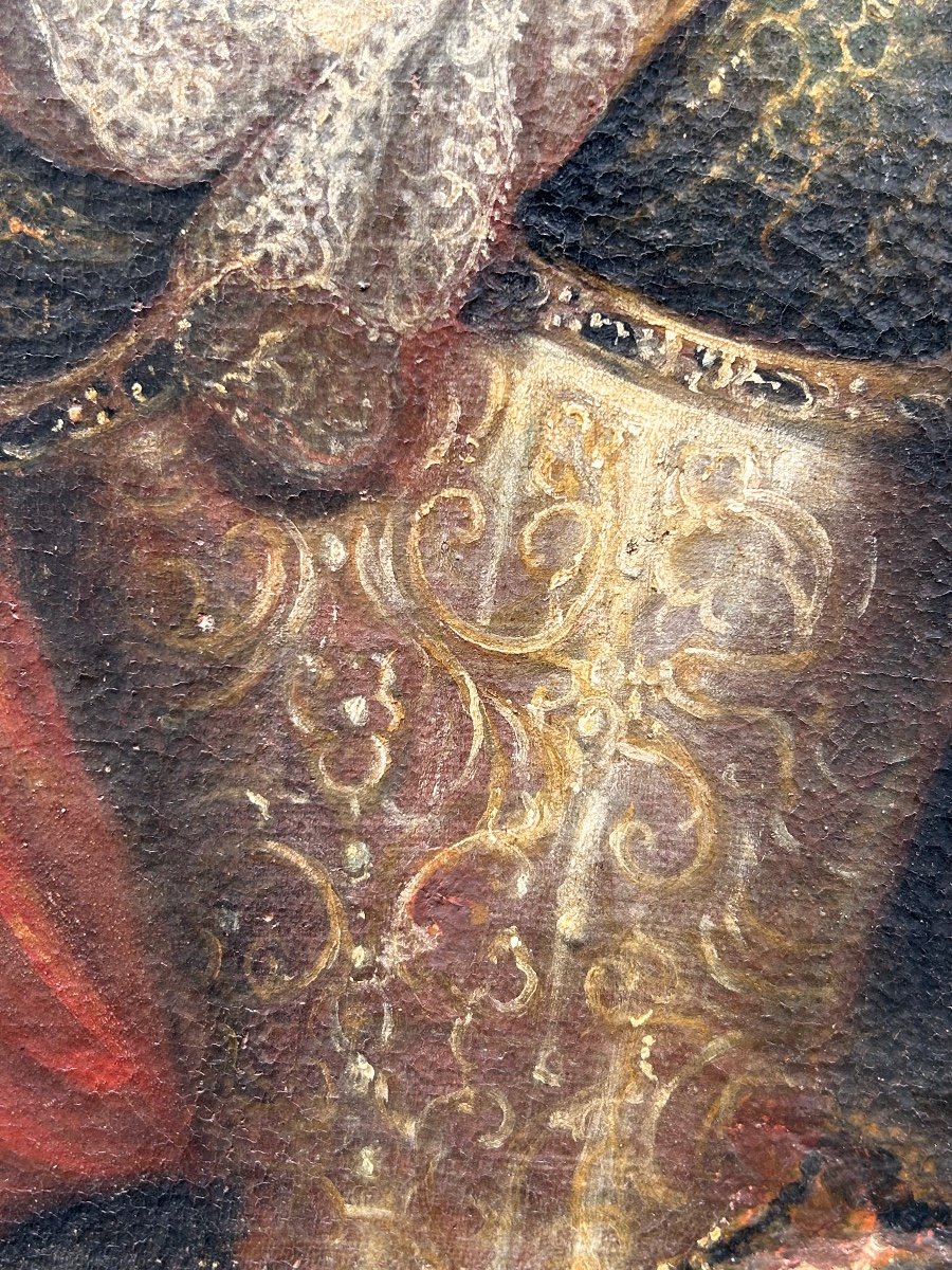 Huile sur toile "Portrait de Marie-Amélie de Saxe", XVIII siècle-photo-4