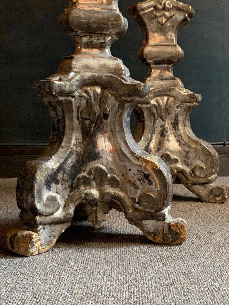 Pair Of Big Candle Holders, 18th Century-photo-2