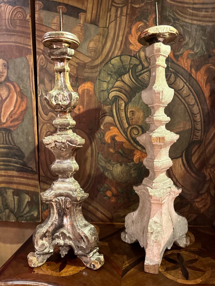 Pair Of Big Candle Holders, 18th Century-photo-2