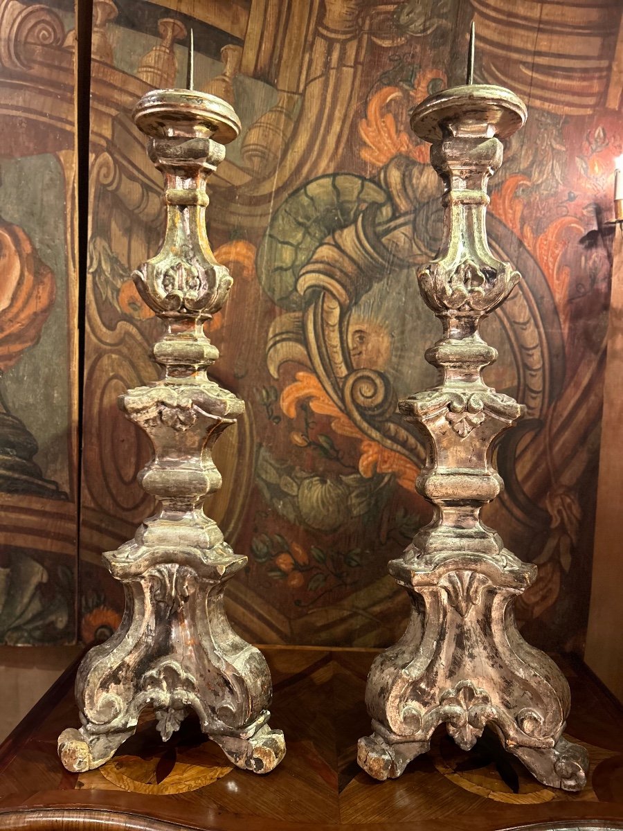 Pair Of Big Candle Holders, 18th Century