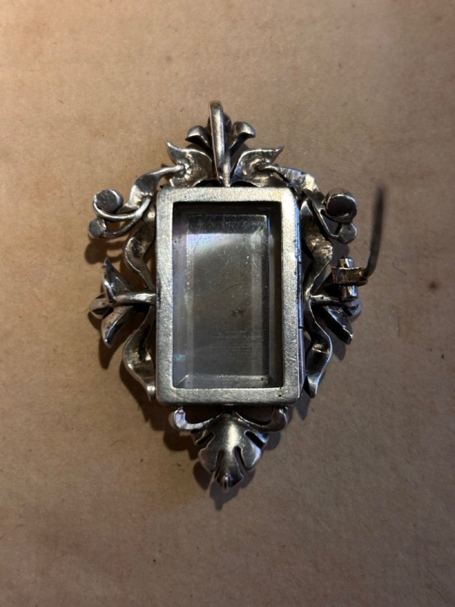Proantic: Brooch In Silver And Miniature XIX Century