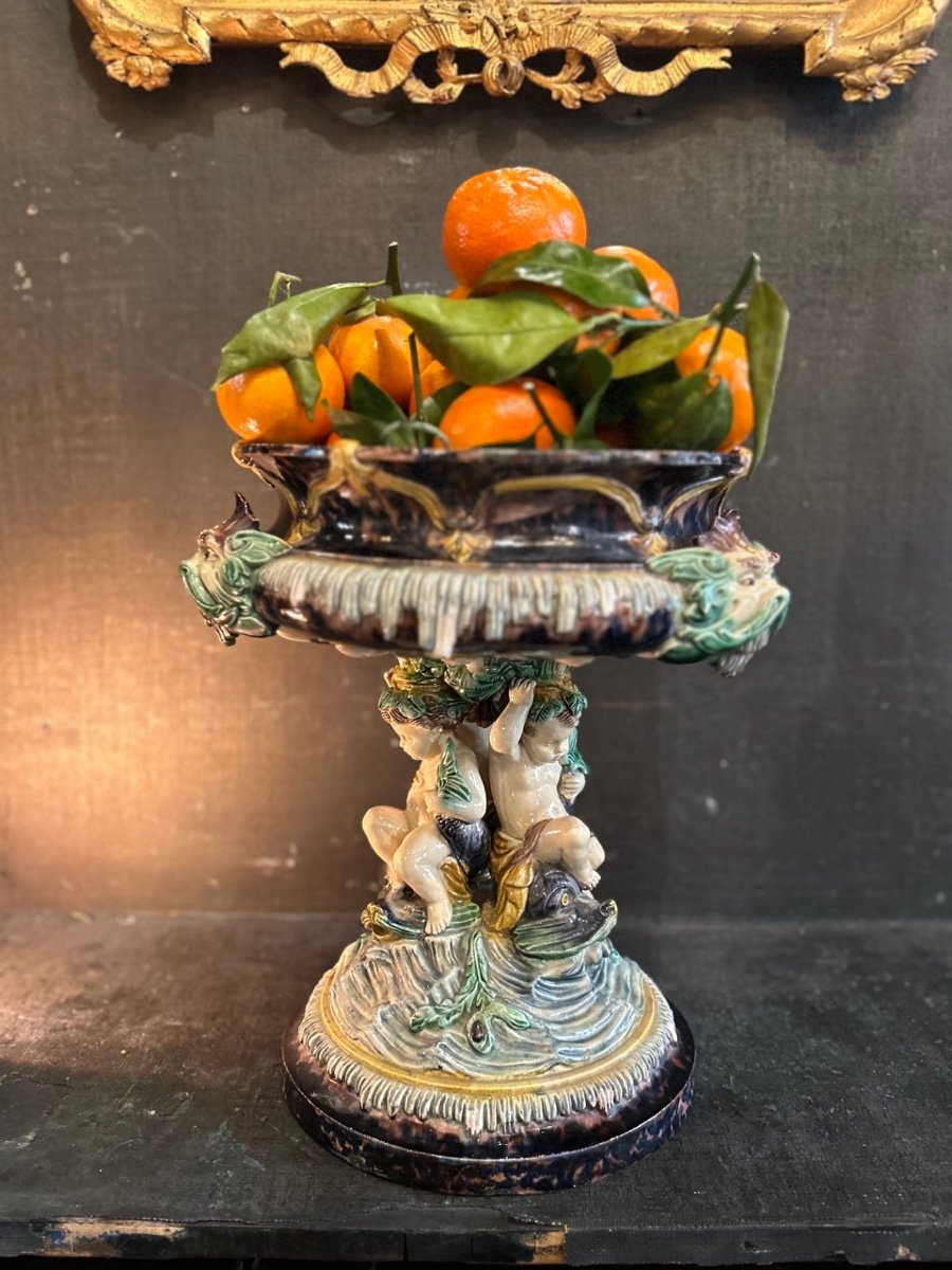 Large Barbotine Planter, Follower Of Thomas Sergent (1830 - 1890)-photo-3