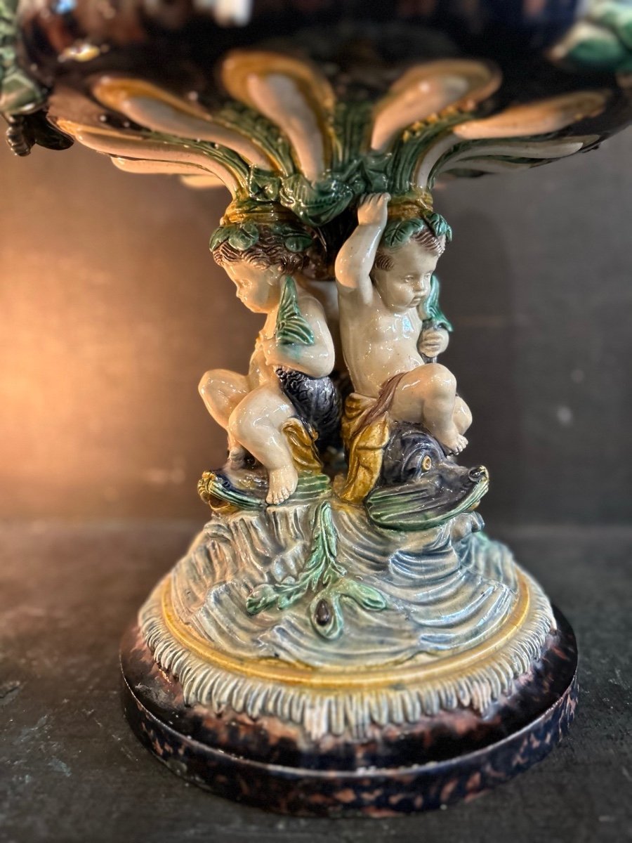 Large Barbotine Planter, Follower Of Thomas Sergent (1830 - 1890)-photo-4